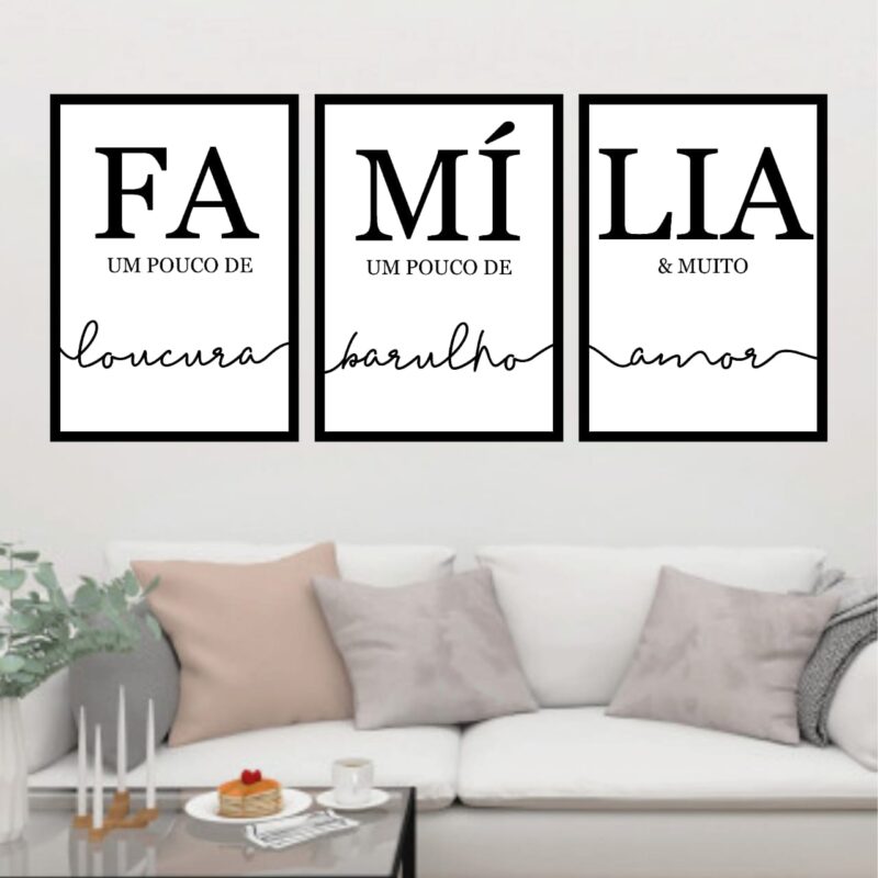 Quadro Decorativo com Palavra Família e suas qualidades