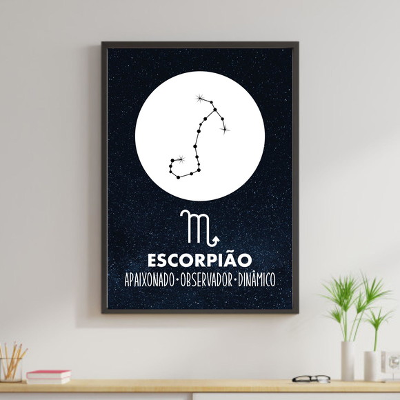 Quadro decorativo sobre signo Escorpião, símbolo e qualidades