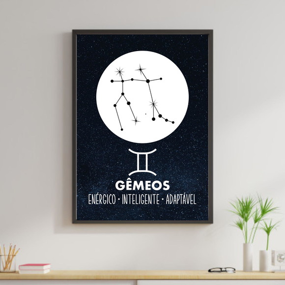 Quadro decorativo sobre signo Gêmeos, símbolo e qualidades