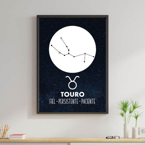 Quadro decorativo sobre signo Touro, símbolo e qualidades