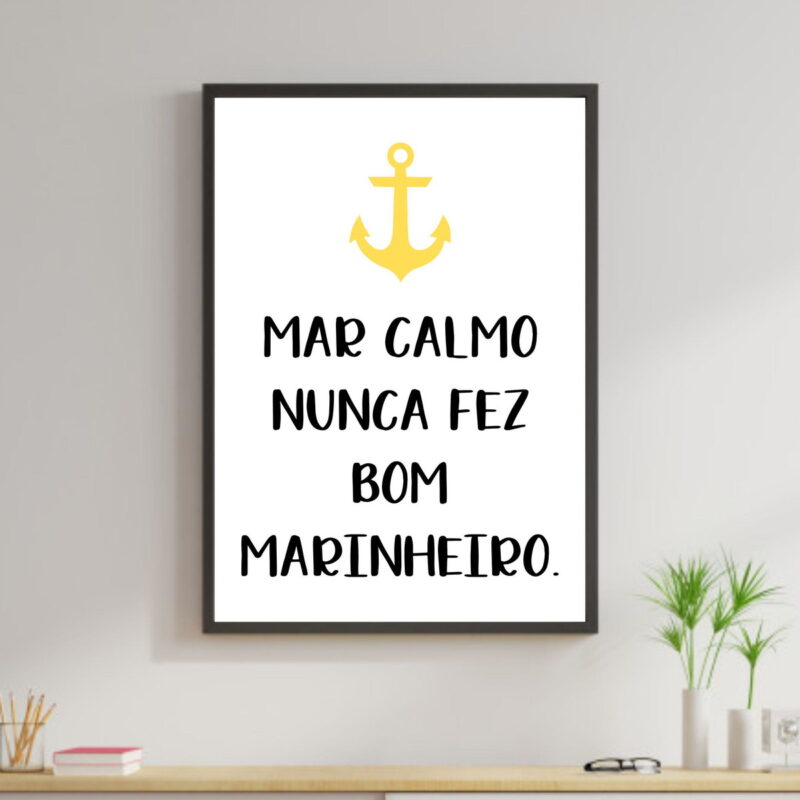 Quadro decorativo para marinheiros, com âncora amarela