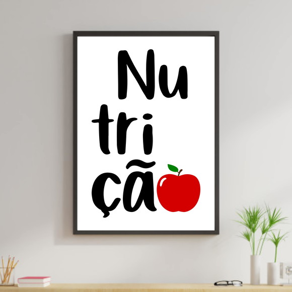 Quadro decorativo sobre Nutrição com maçã vermelha