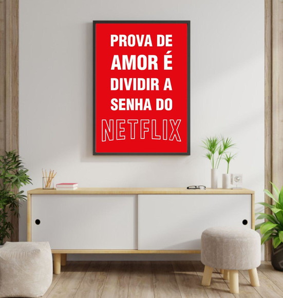 Quadro decorativo com frase do Netflix fundo vermelho