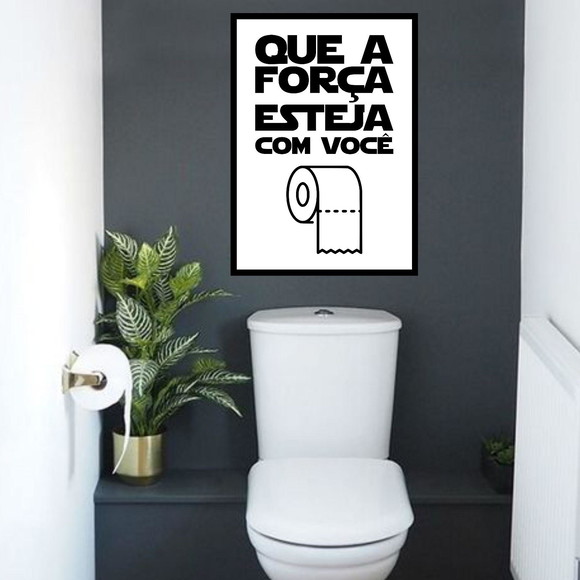 Quadro decorativo com frase de humor para banheiro