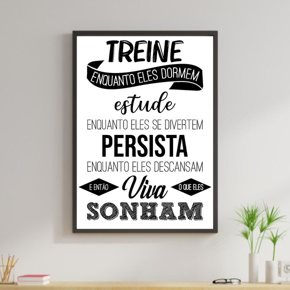 Quadro decorativo com frase de incentivo