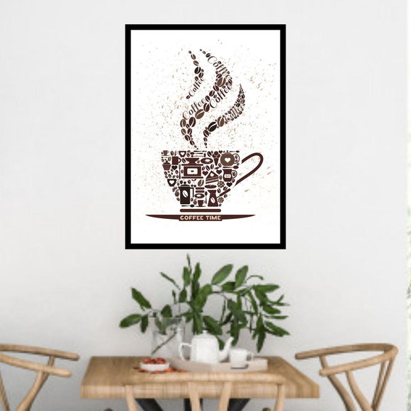 Quadro decorativo com xícara de café marrom