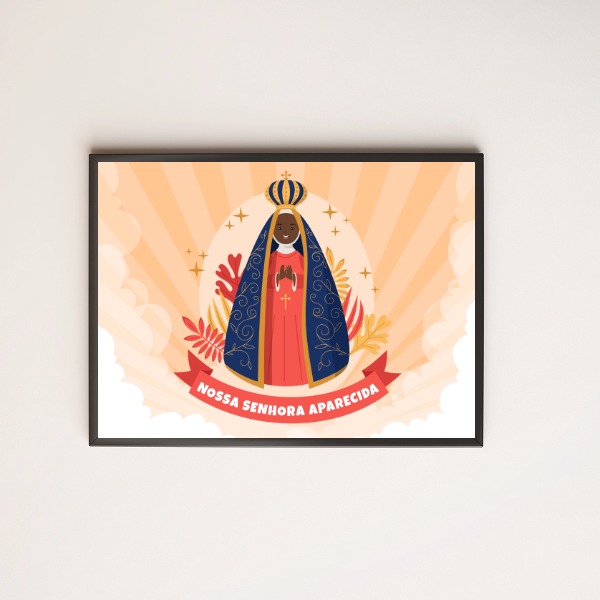 Quadro Decorativo Ilustração nossa senhora aparecida horizontal