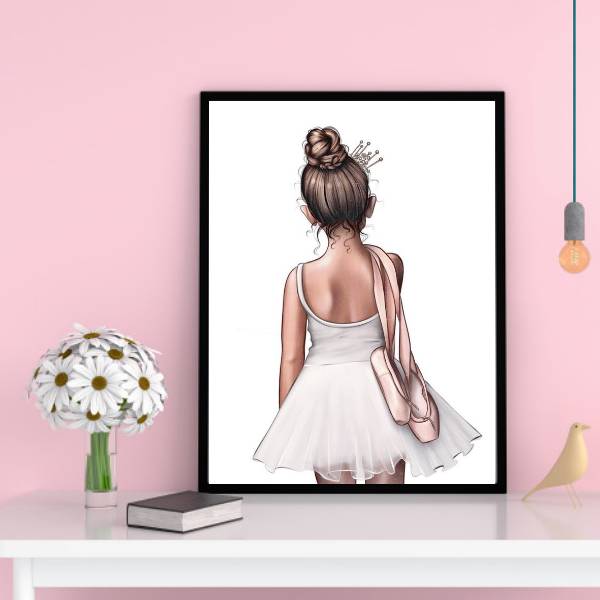 Quadro Decorativo Bailarina Sapatilha de Ballet e Flores SKU