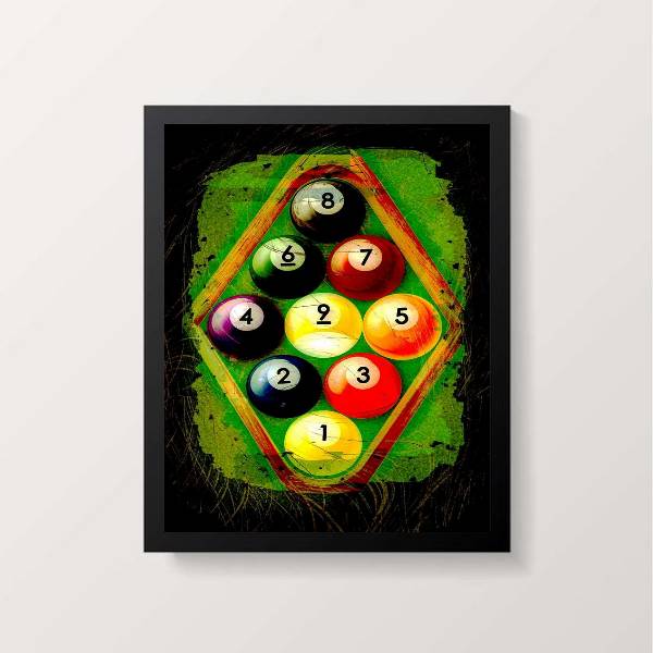 Quadro Decorativo com ilustração de Bolas De Sinuca