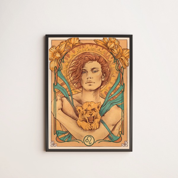 quadro decorativo vintage signo leão