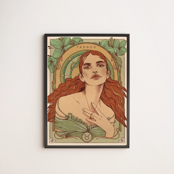 quadro decorativo com ilustração signo touro