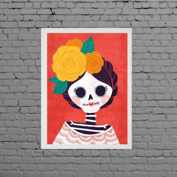 Quadro Caveirinha Mexicana Feminina