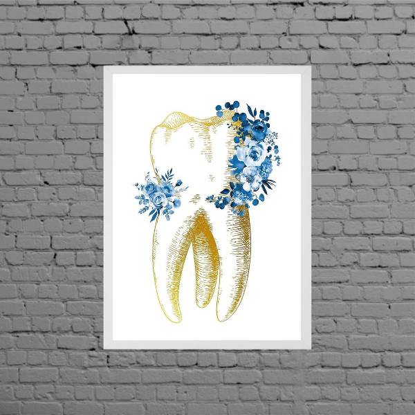 Quadro Decorativo Dente Com Flores