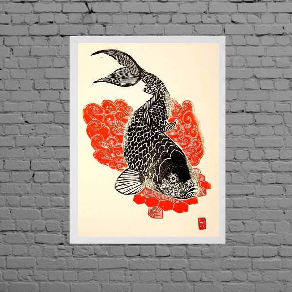 Quadro Decorativo Carpa Japonesa