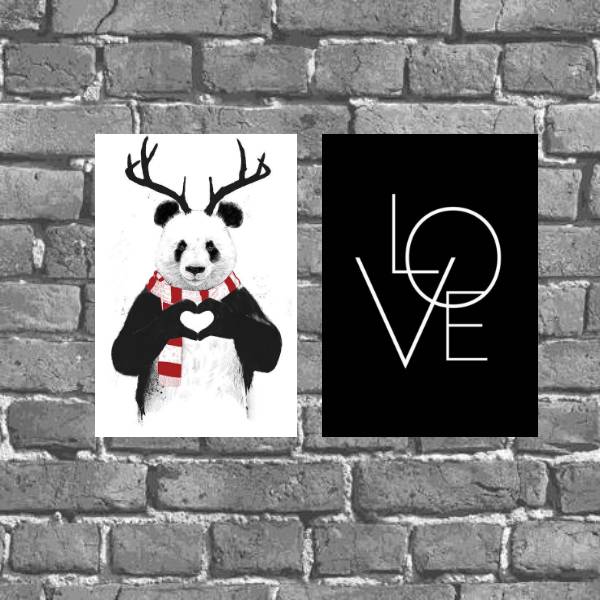 Kit 2 Placas Decorativas Panda Love