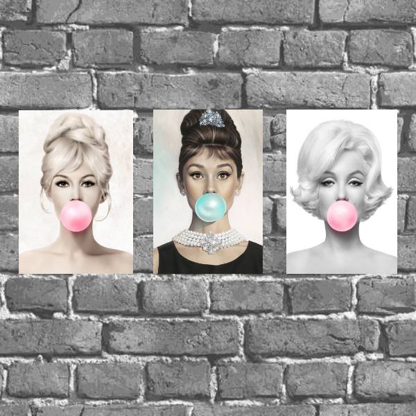 kit 3 placas Audrey/Marilyn/Brigitte