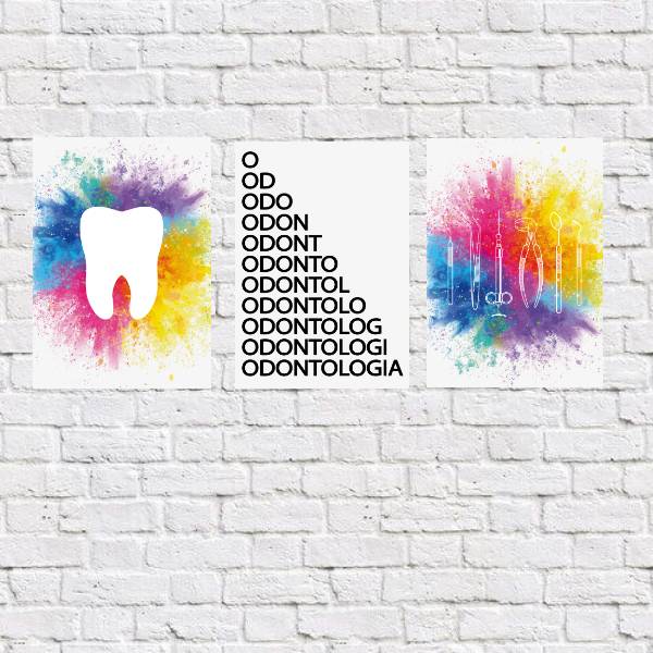 Kit 3 Placas Decorativas Odontologia