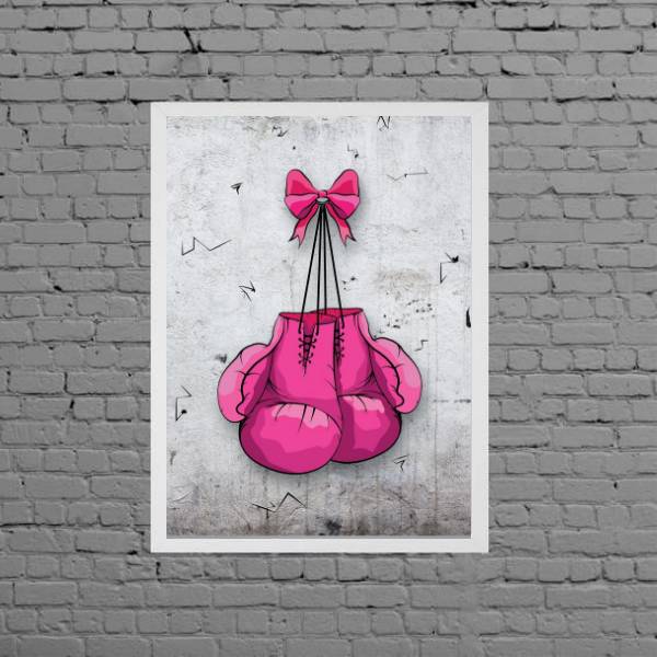 Quadro Decorativo Luva De Boxe Rosa