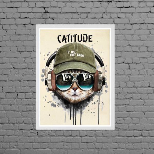 Quadro Decorativo Gato Catitude