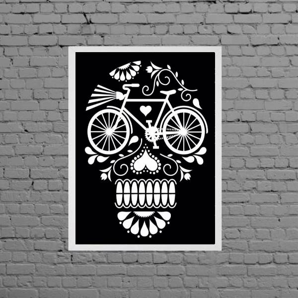 Quadro Decorativo Caveira Bicicleta