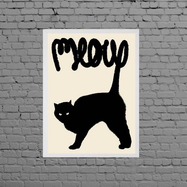 Quadro Gato Preto Meow