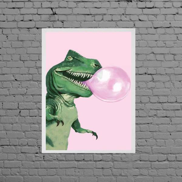 Quadro Decorativo Dinossauro Bubble Gum