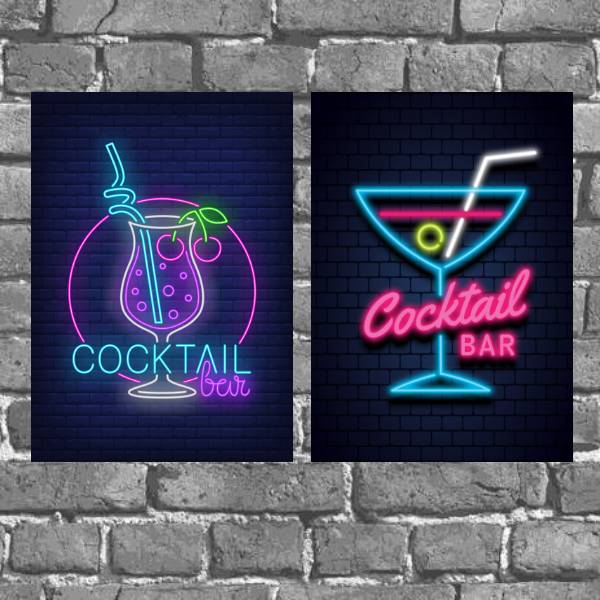 Kit 2 Placas Decorativas Cocktail Bar