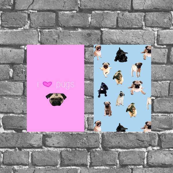 Kit 2 Placas Decorativas I Love Pugs