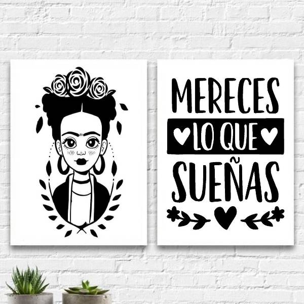 Kit 2 Quadros Mereces Los Que Sueñas