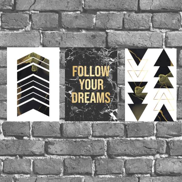 Kit 3 Placas Decorativas Follow Your Dreams