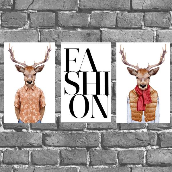 Kit 3 Placas Decorativas Veados Fashion