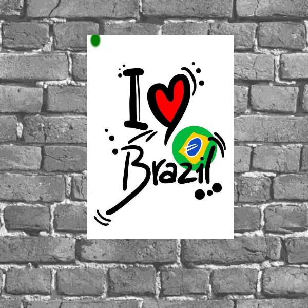 Placa Decorativa I Love Brasil