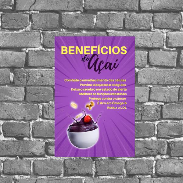 Placa Decorativa Benefícios Do Açaí