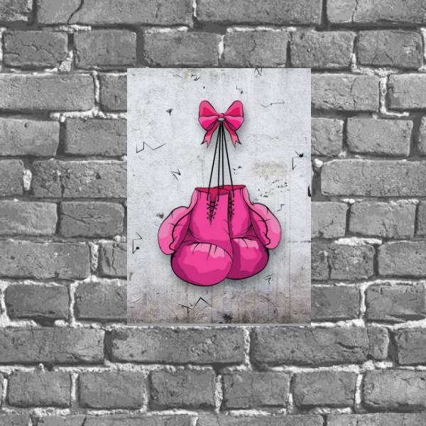 Placa Decorativa Luva De Boxe Rosa