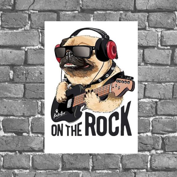 Placa Decorativa Pug On The Rock