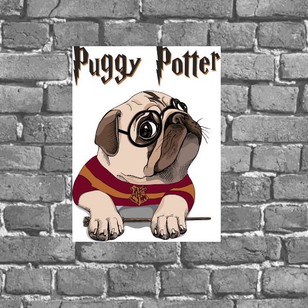 Placa Decorativa Pug Potter