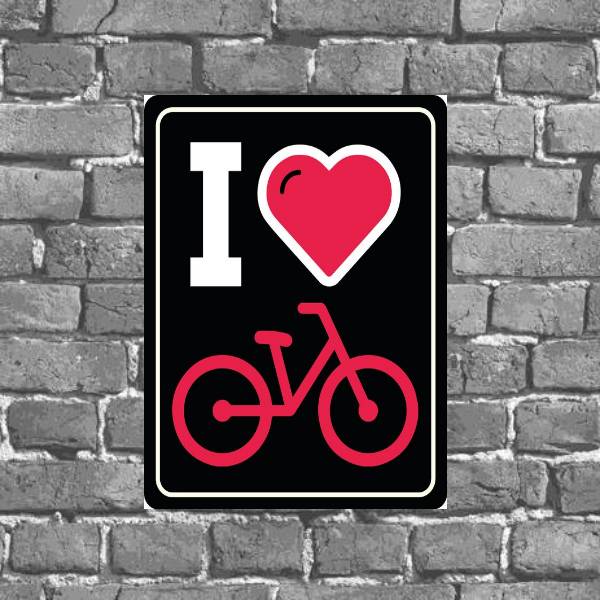 Placa Decorativa I Love Bike Azul