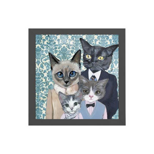 Quadro Quadrado Família De Gatinhos