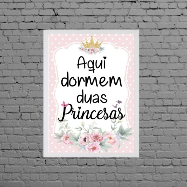 Quadro Aqui Dormem Duas Princesas