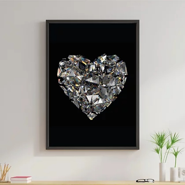 Quadro Decorativo Coração De Diamantes