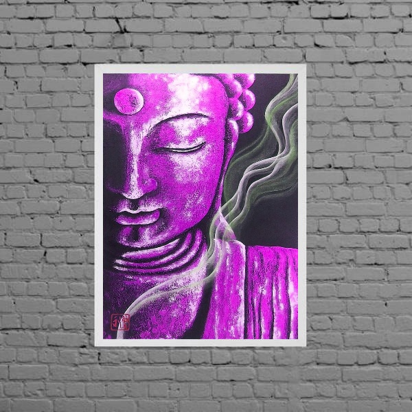 Quadro Decorativo Buda Roxo