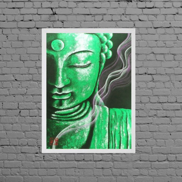 Quadro Decorativo Buda Verde