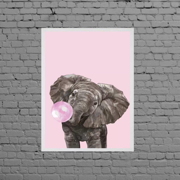 Quadro Decorativo Elefante Bubble Gum