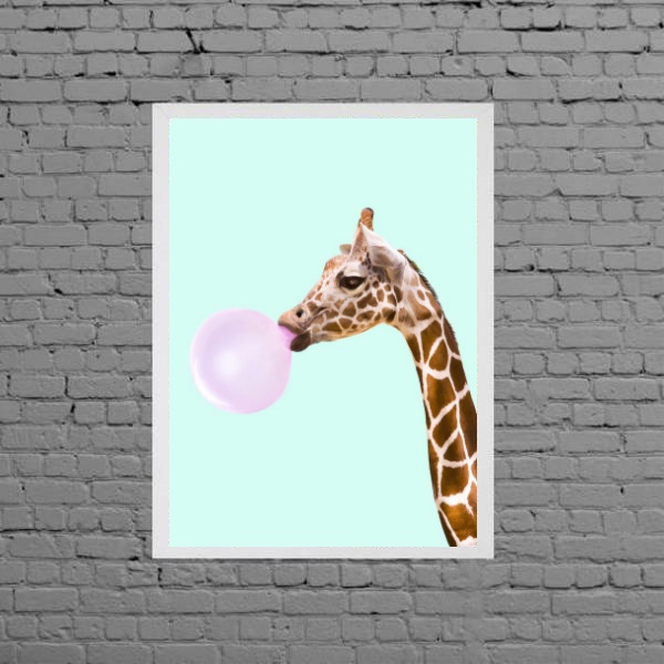 Quadro Decorativo Girafa Bubble Gum