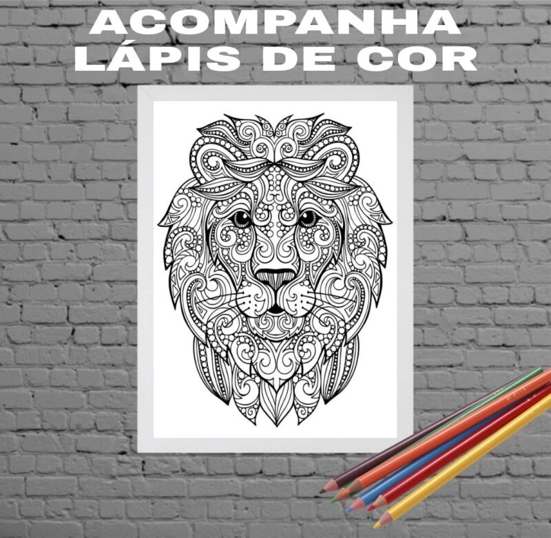 Quadro Decorativo Para Colorir Leão