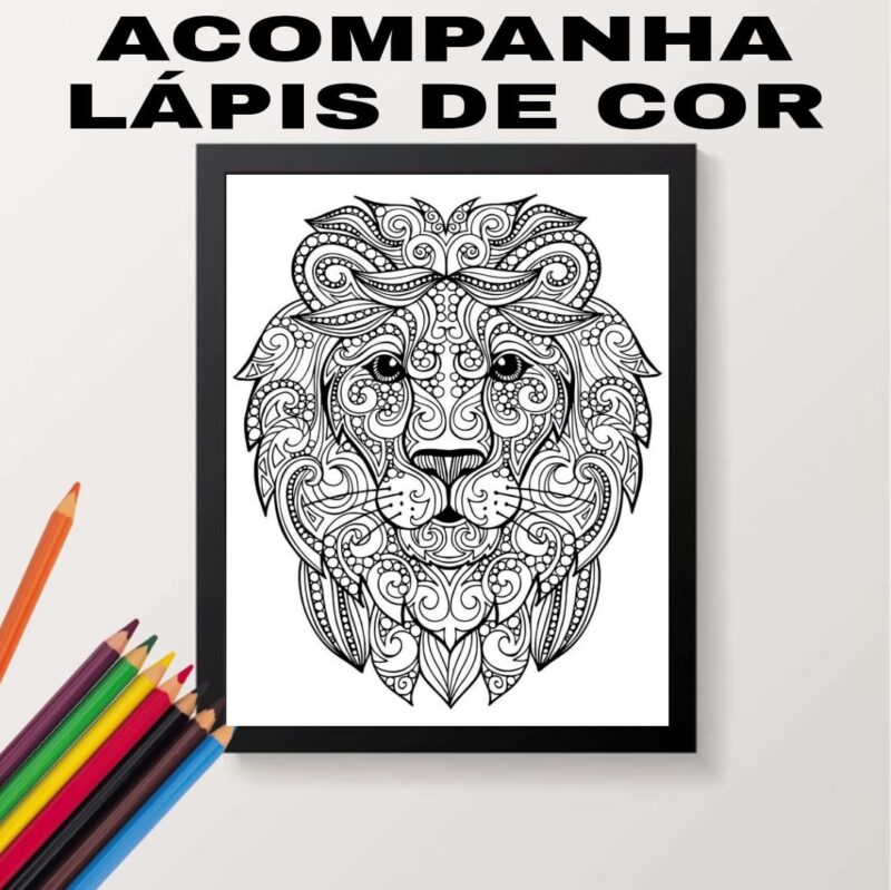 Quadro Decorativo Para Colorir Leão