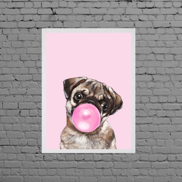 Quadro Decorativo Pug bubble Gum