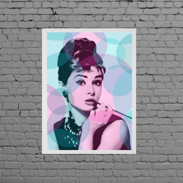 Quadro Artístico Audrey Hepburn Colorido