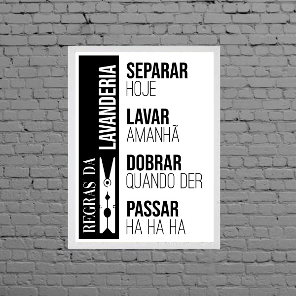 Quadro Regras Da Lavanderia Humor