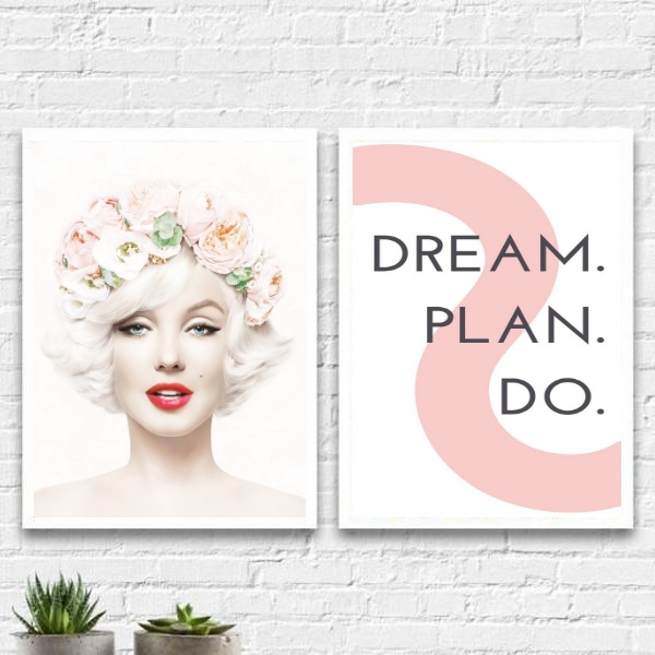 Kit 2 Quadros Marilyn Dream Plan Do